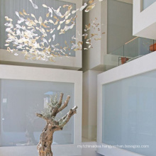 Restaurant decorative wholesale modern coloured glass leaf chandelier lighting for living room
